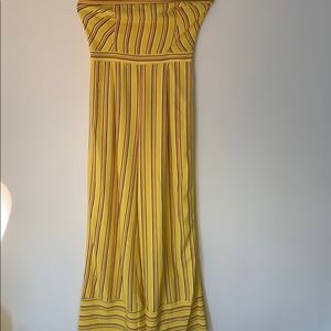 Yellow stripe wide leg romper
